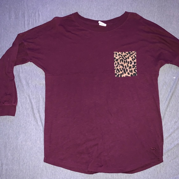 PINK maroon and leopard print longsleeve - Picture 1 of 1